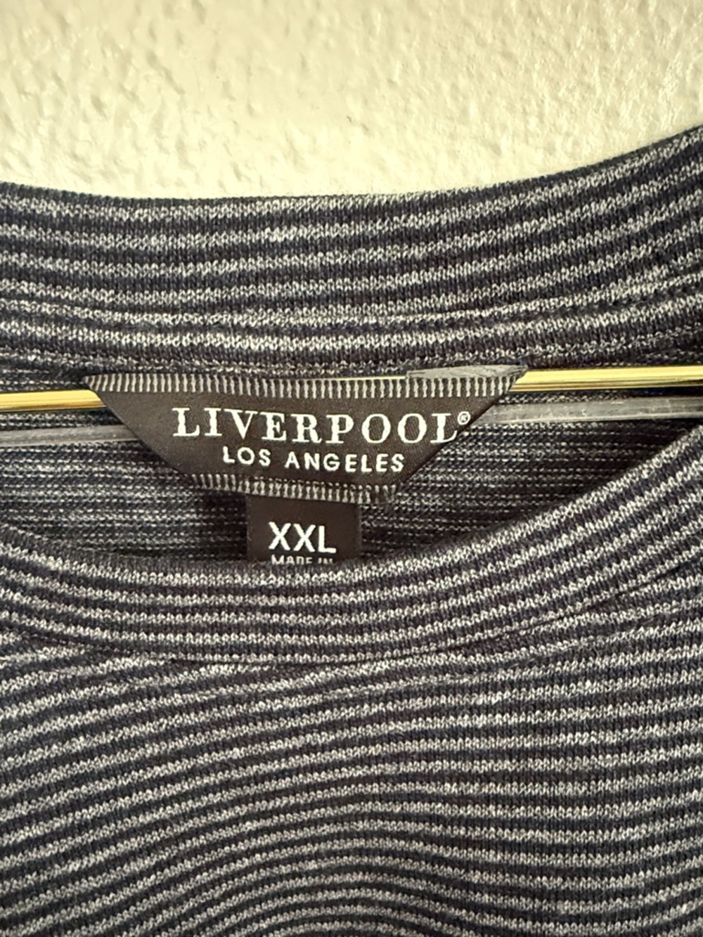 Liverpool Men's XXL Short Sleeve Crewneck Pocket Tee - Charcoal/Blue Microstripe - Picture 2 of 4